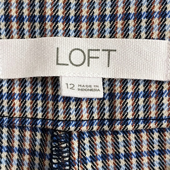 LOFT The Riviera Slim Pants Women Sz 12 Plaid Check Stretch Office Casual Preppy - Picture 4 of 16